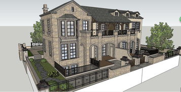 古典歐式獨棟大別墅風格聯排別墅SketchUp模型設計與應用